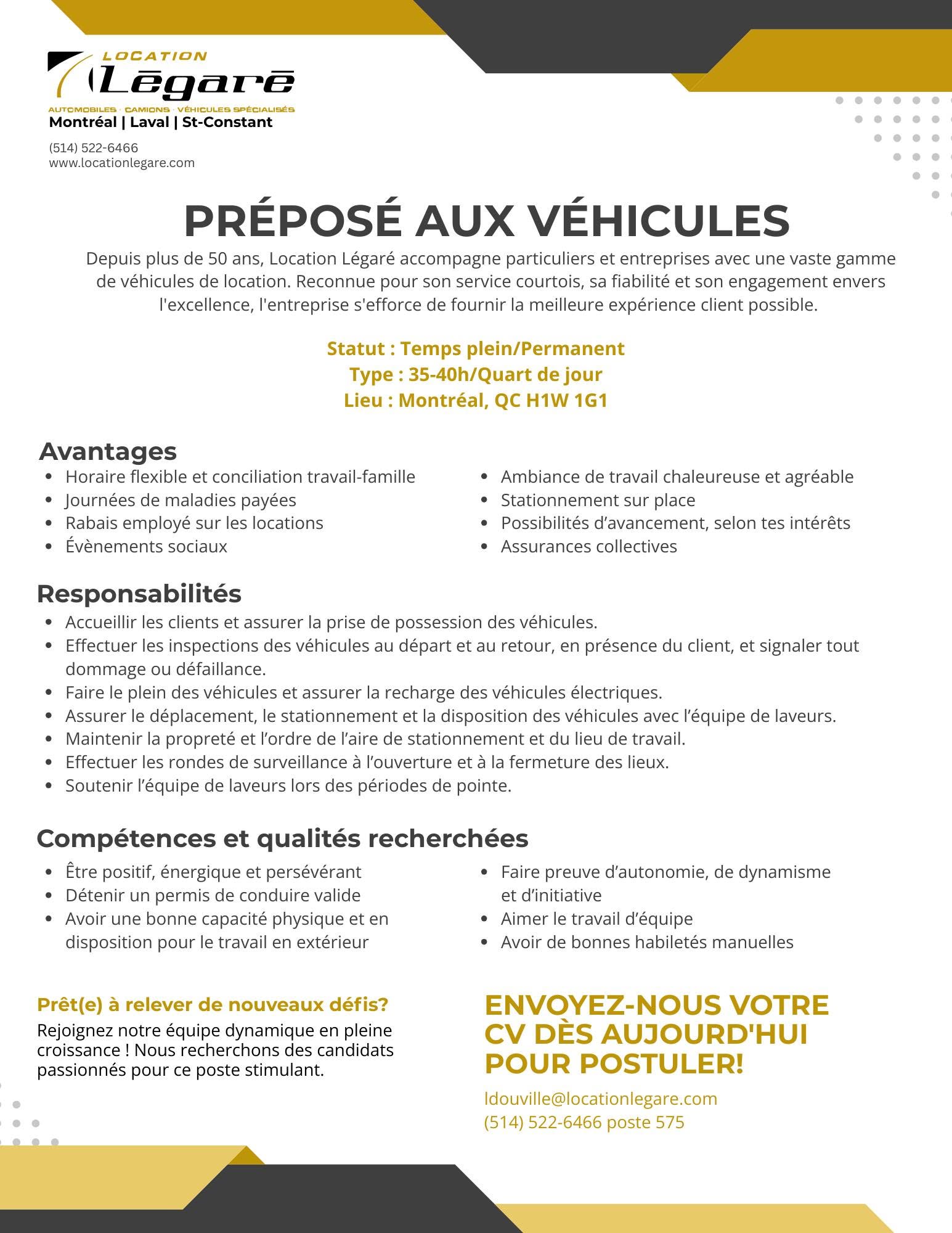 Emploi : Preposé aux véhicules